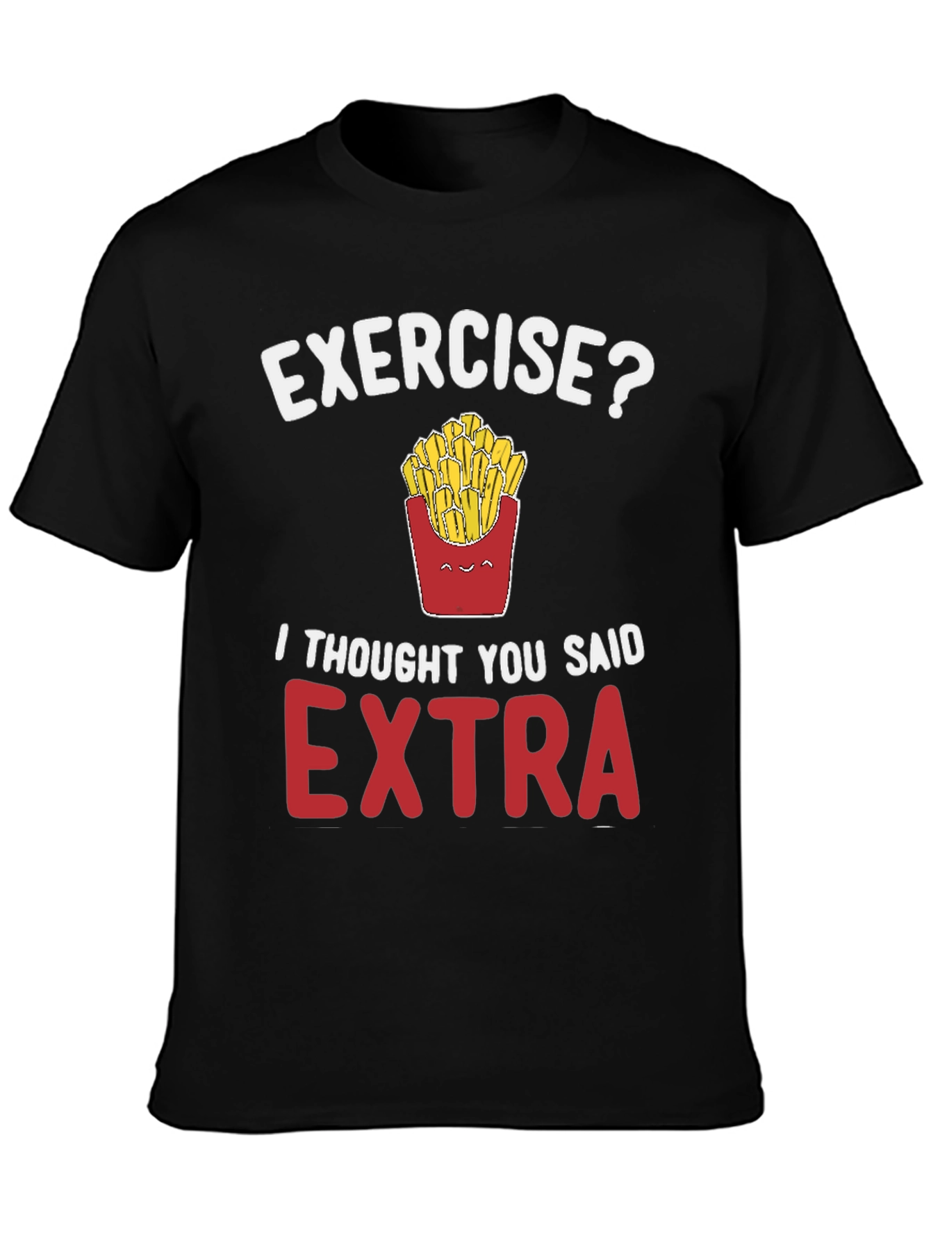 Black Funny 'Exercise? Extra' Graphic Tee view 3