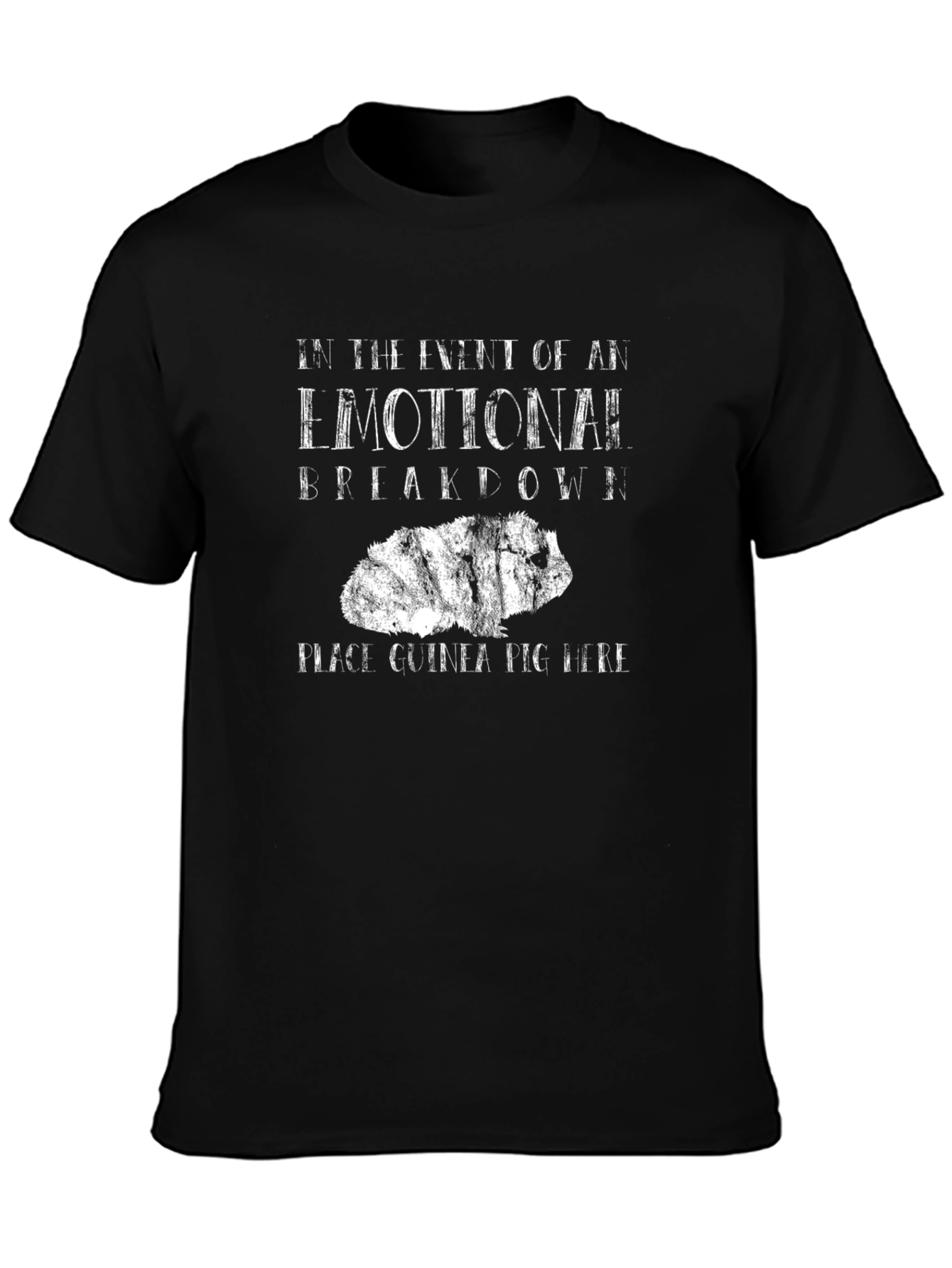 Black Emotional Breakdown Guinea Pig T-Shirt view 3