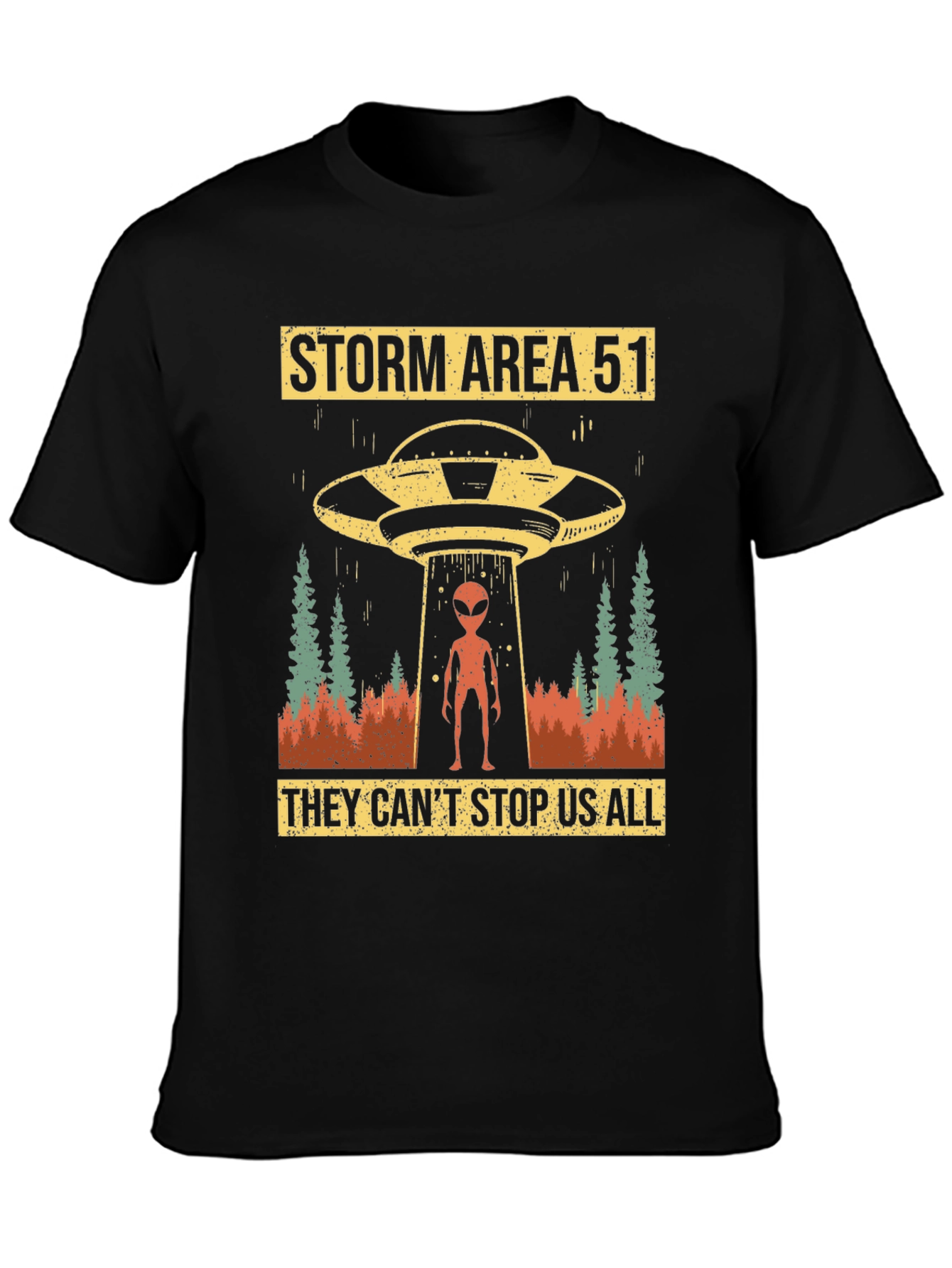 Black Storm Area 51 Graphic Tee Alien UFO T-Shirt view 3