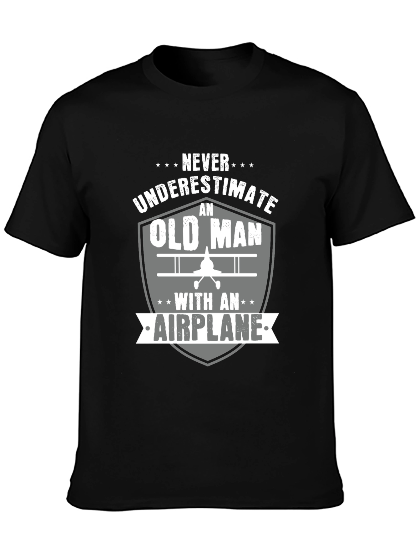 Black Never Underestimate an Old Man with an Airplane T-Shirt view 3