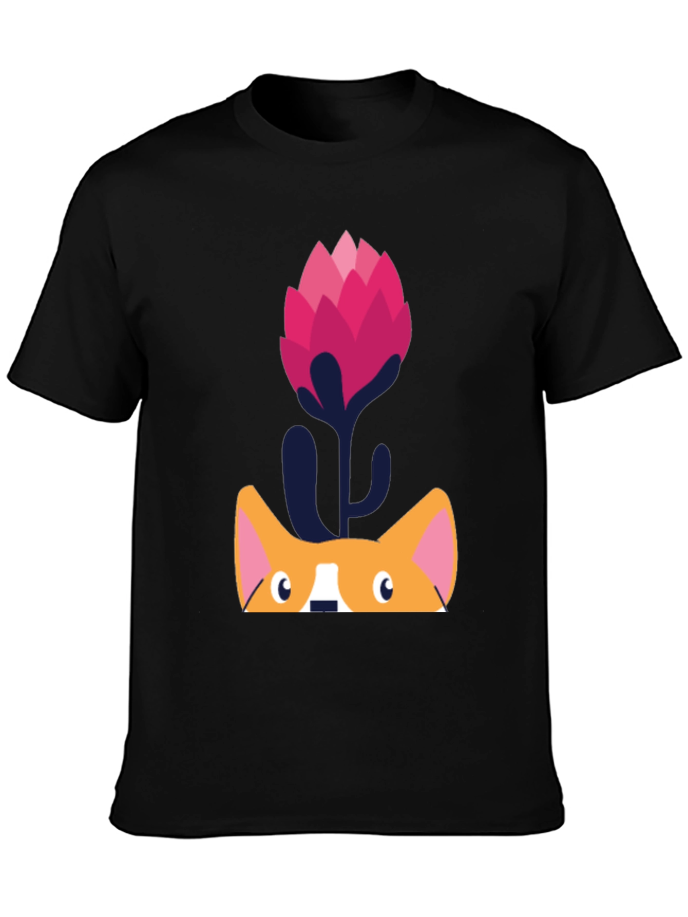 Black Corgi Flower Graphic Tee - Unique Design view 3