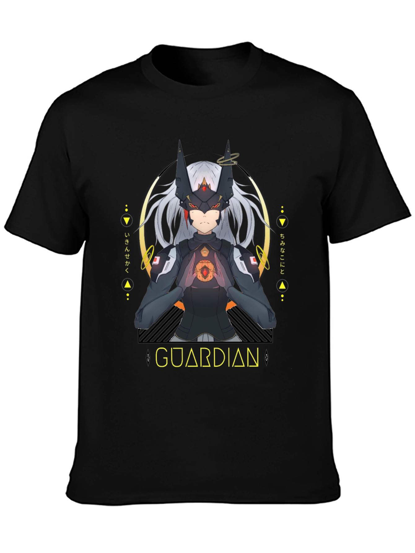 Black Guardian Anime Graphic Black T-Shirt view 3