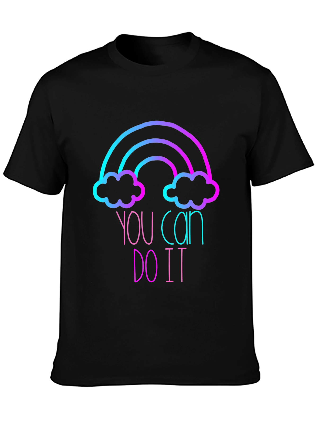 Black Motivational Rainbow Graphic Tee - You Can Do It view 3