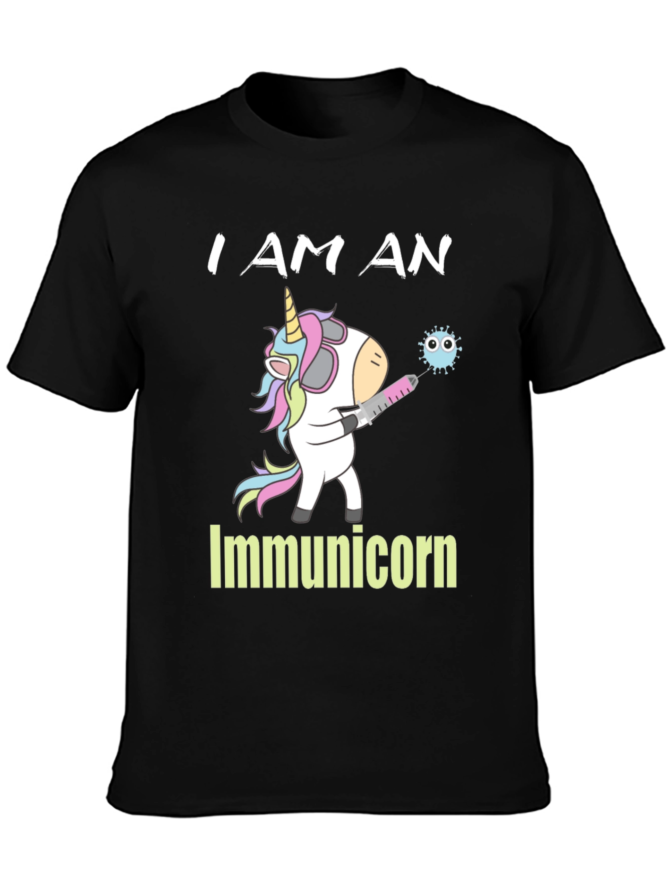 Black Immunicorn T-Shirt: Unicorn Vaccine Tee view 3