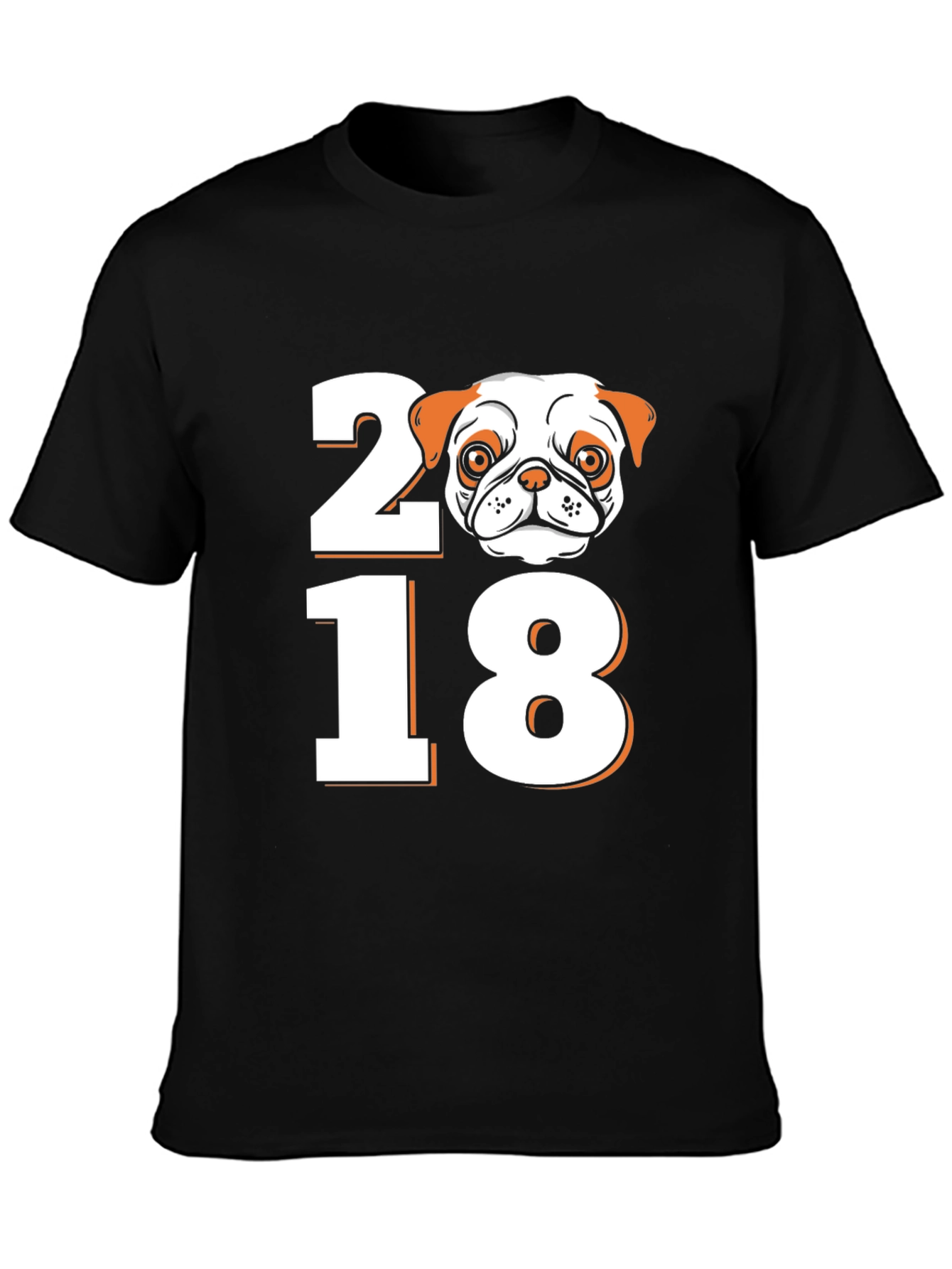 Black Pug 2018 Graphic Tee - Black Short Sleeve T-Shirt view 3
