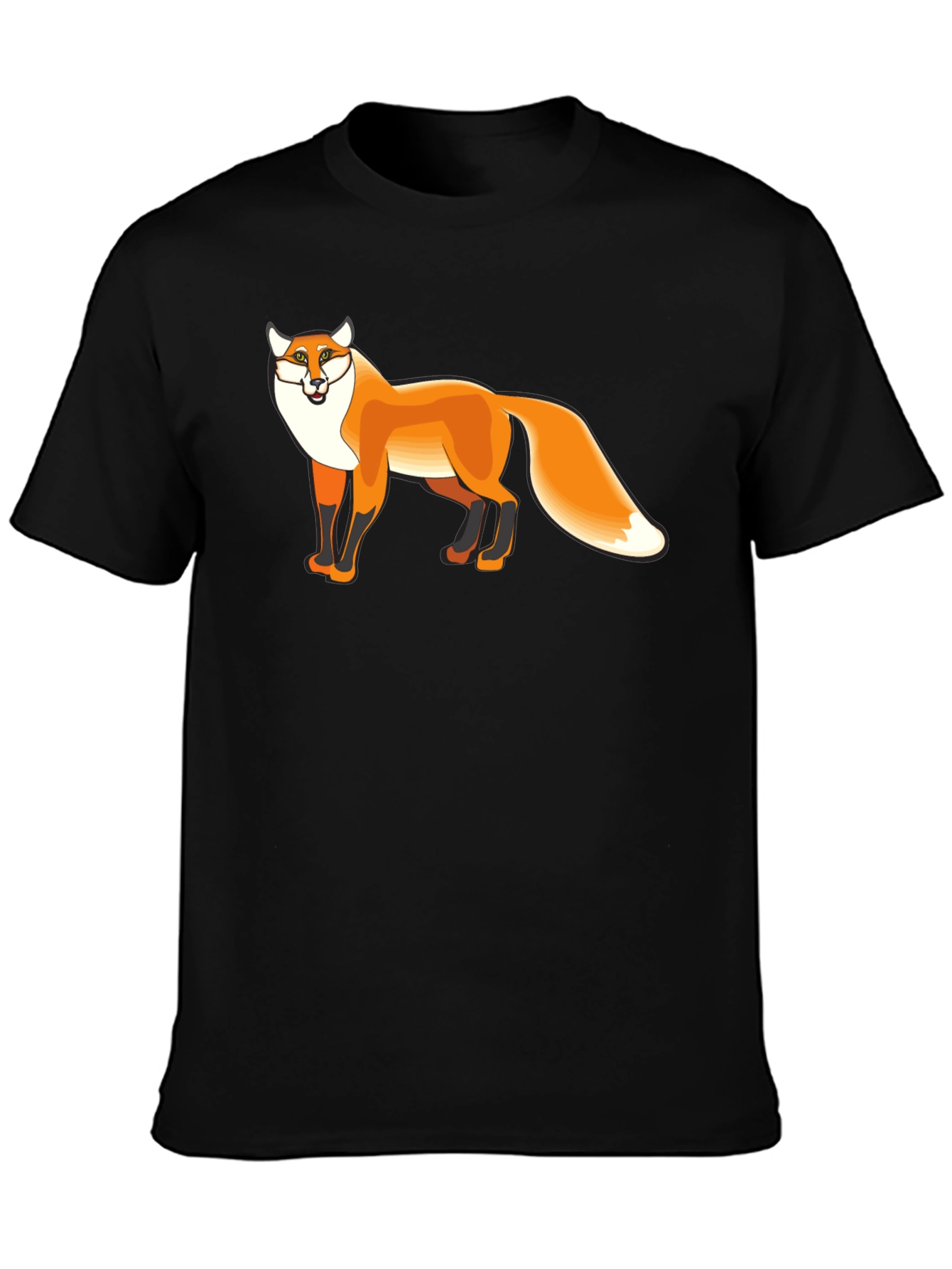 Black Cool Fox Graphic Tee - Black Cotton Blend view 3