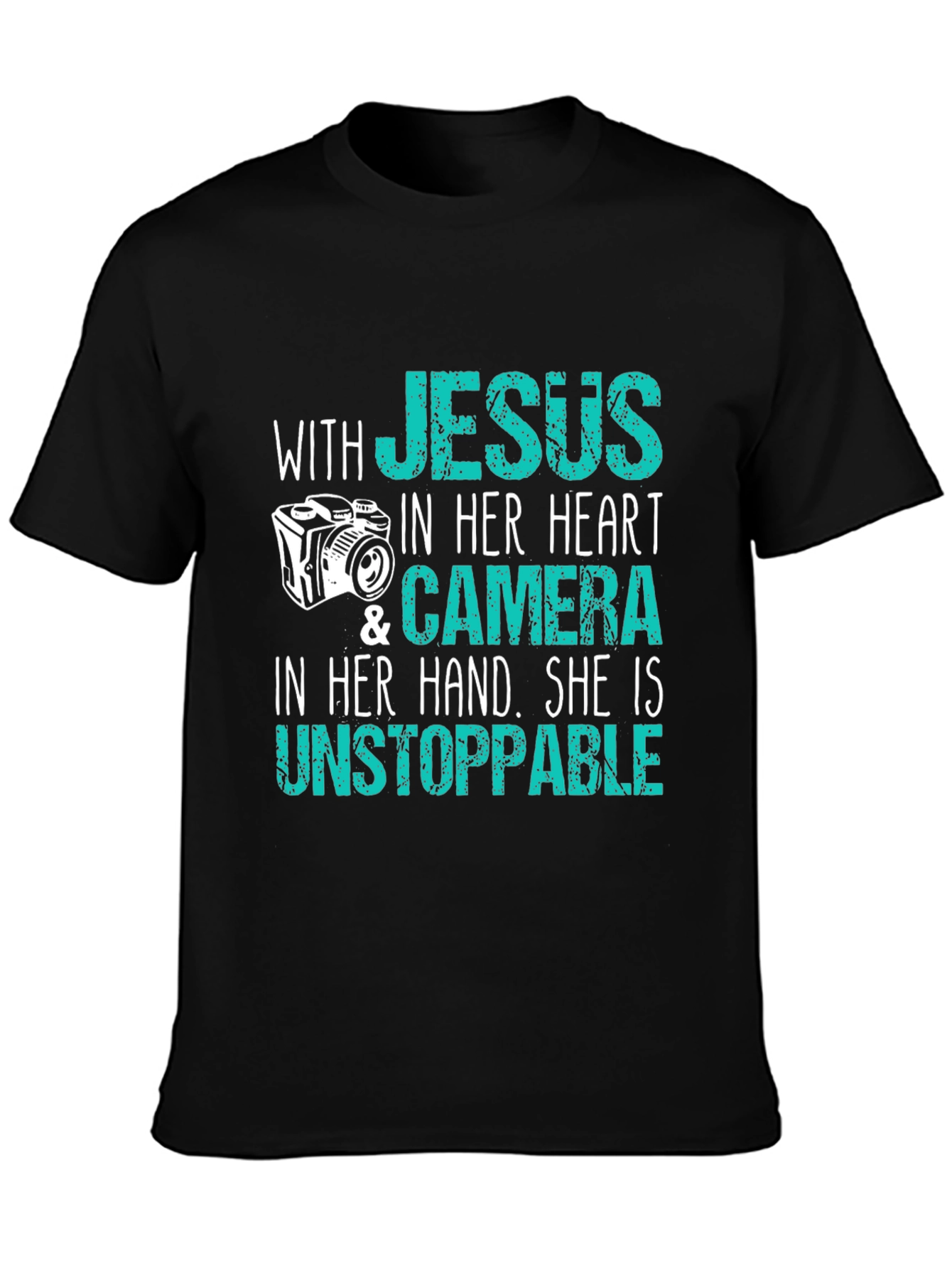 Black Jesus Camera T-Shirt - Faith & Photography view 3