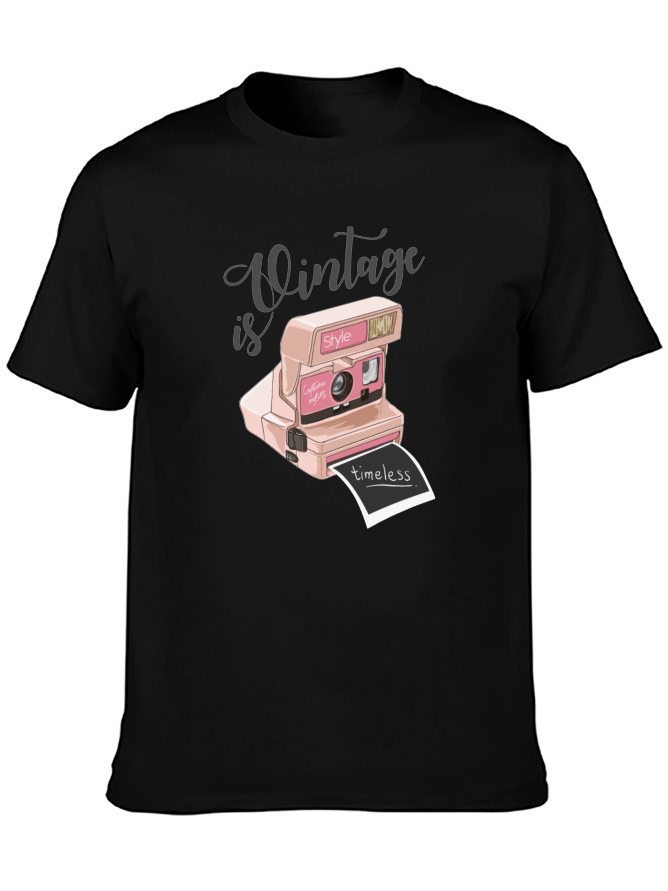 Black Vintage Style Camera Graphic Tee - Timeless Fashion view 3