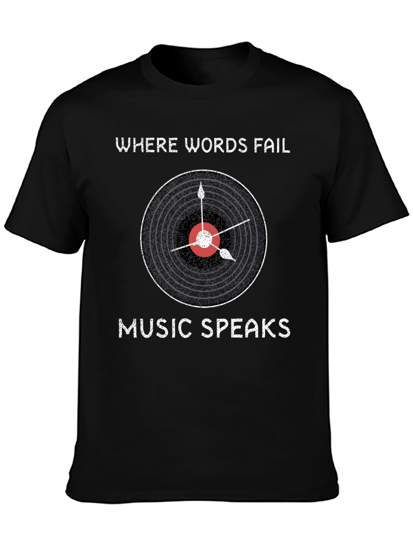 Black Music Speaks Graphic Tee - Black Cotton T-Shirt view 3
