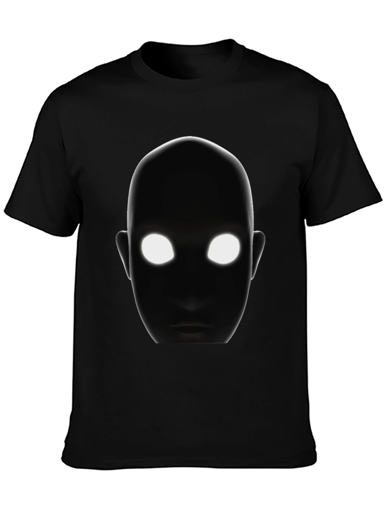Black Men's Black T-Shirt with Glowing Eyes Graphic view 3