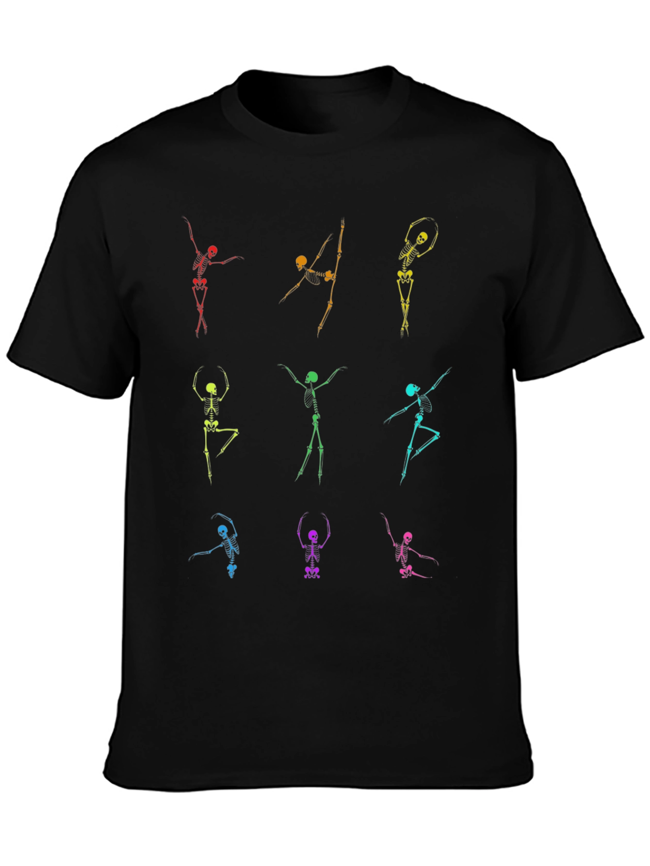 Black Dancing Skeleton T-Shirt - Black Cotton Tee view 3