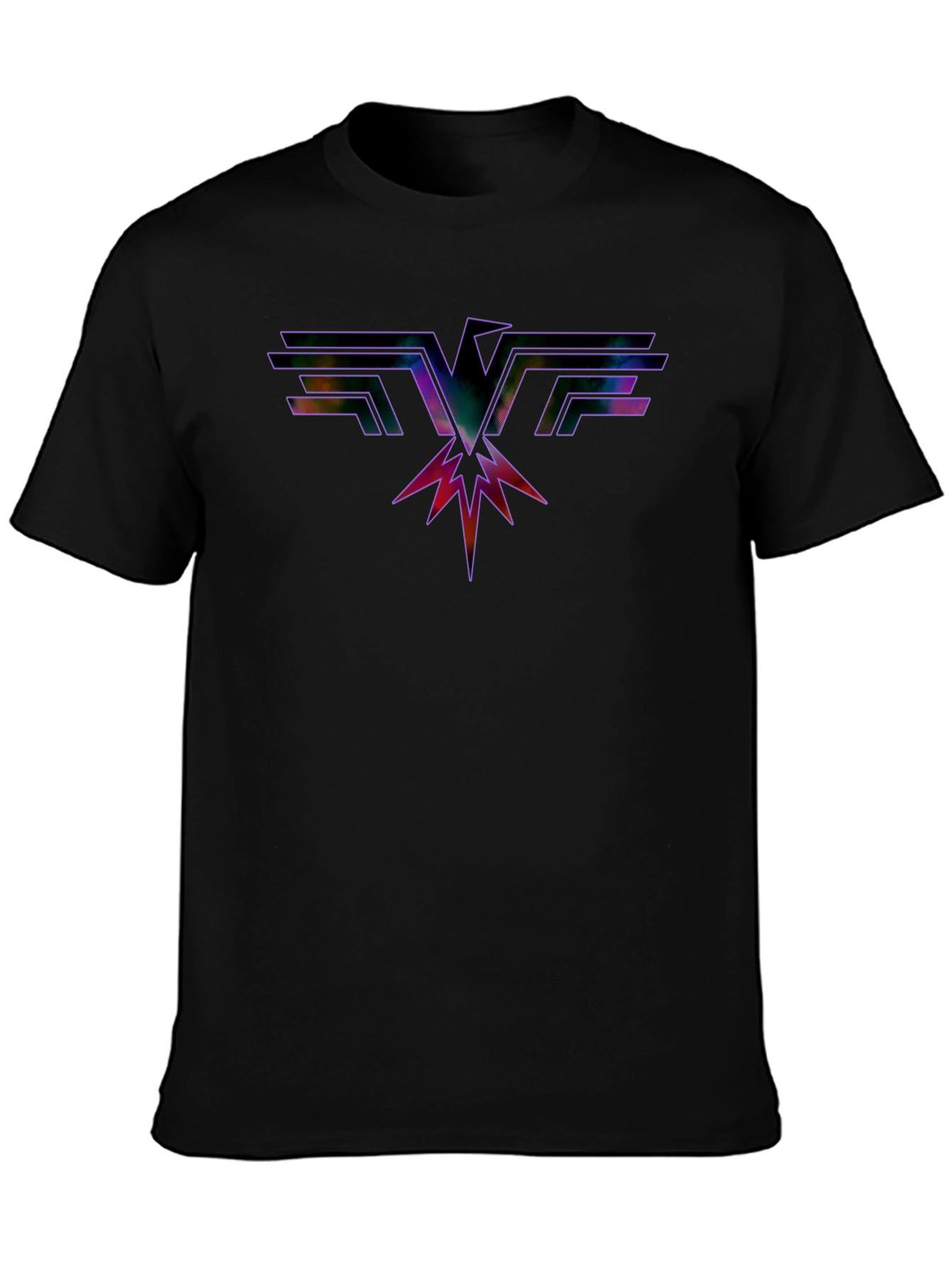 Black Retro Rock Eagle Graphic Black T-Shirt view 3