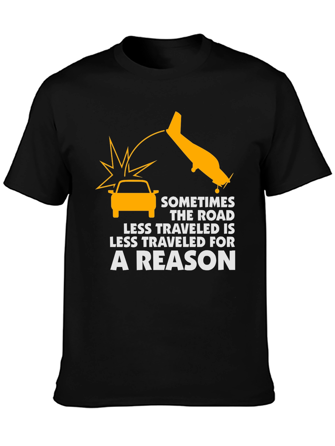 Black Humorous Graphic Tee - Less Traveled Road view 3