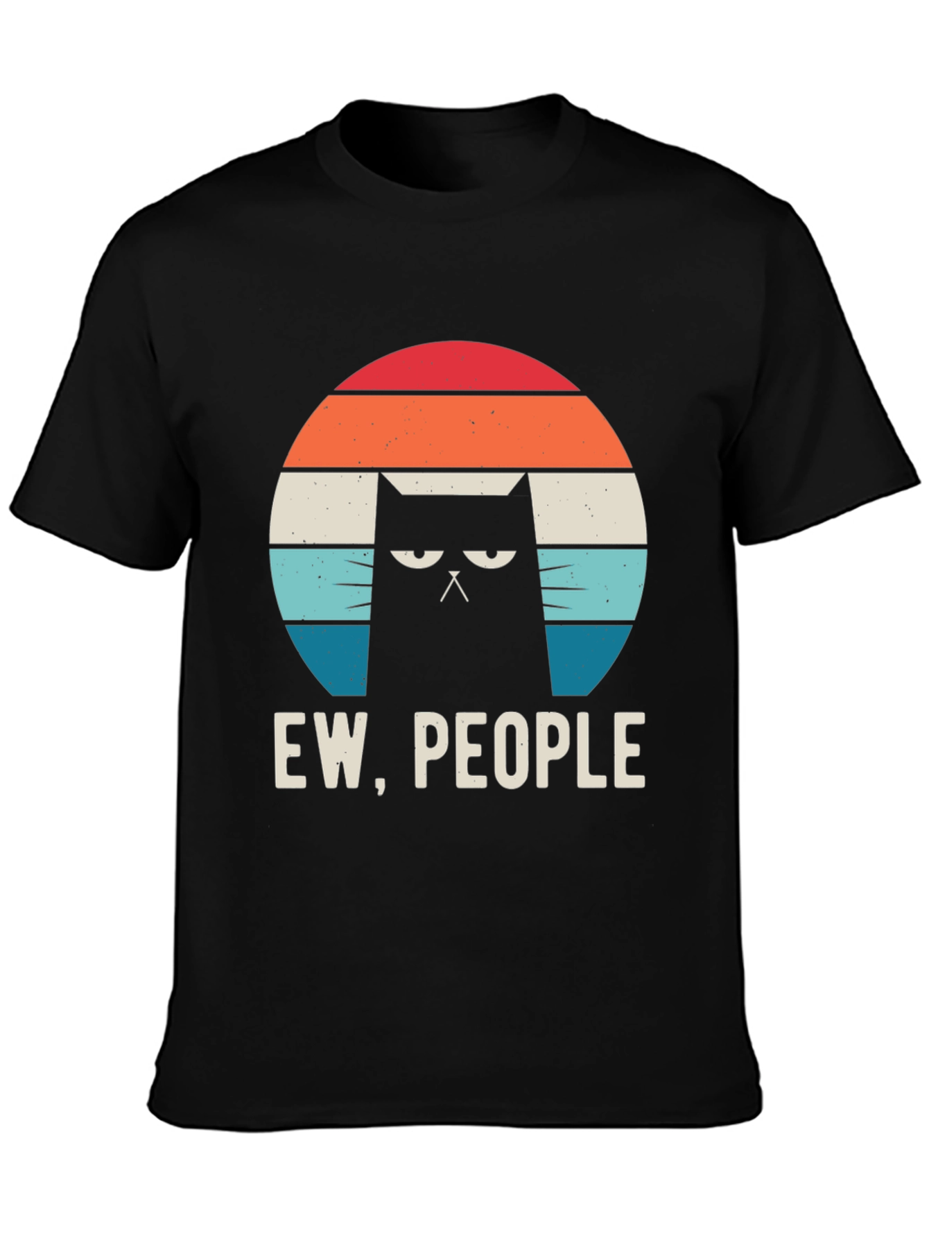 Black Ew People Cat Graphic Tee - Black Cotton Shirt view 3