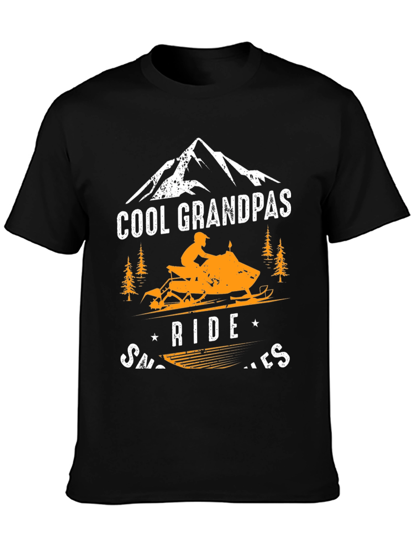 Black Cool Grandpa's Snowmobile Graphic Tee view 3