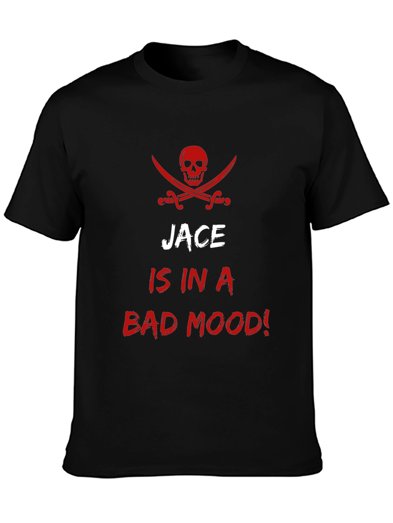 Black Jace is in a Bad Mood! Pirate Skull T-Shirt view 3