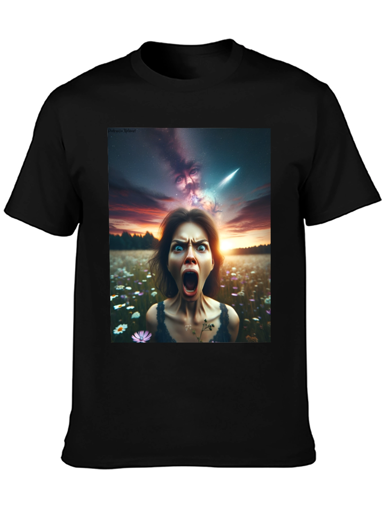 Black Surreal Horror Graphic Tee - Women's Nightmare T-Shirt view 3
