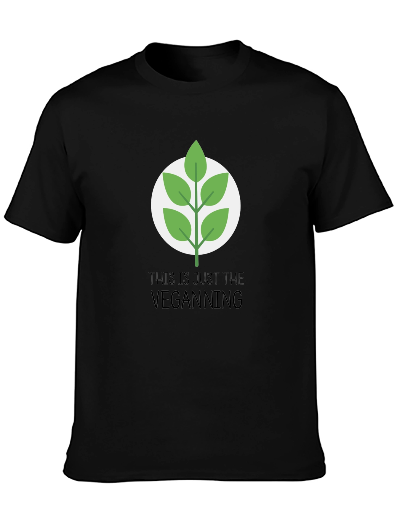 Black Vegan Leaf Graphic Tee - Casual Black T-Shirt view 3