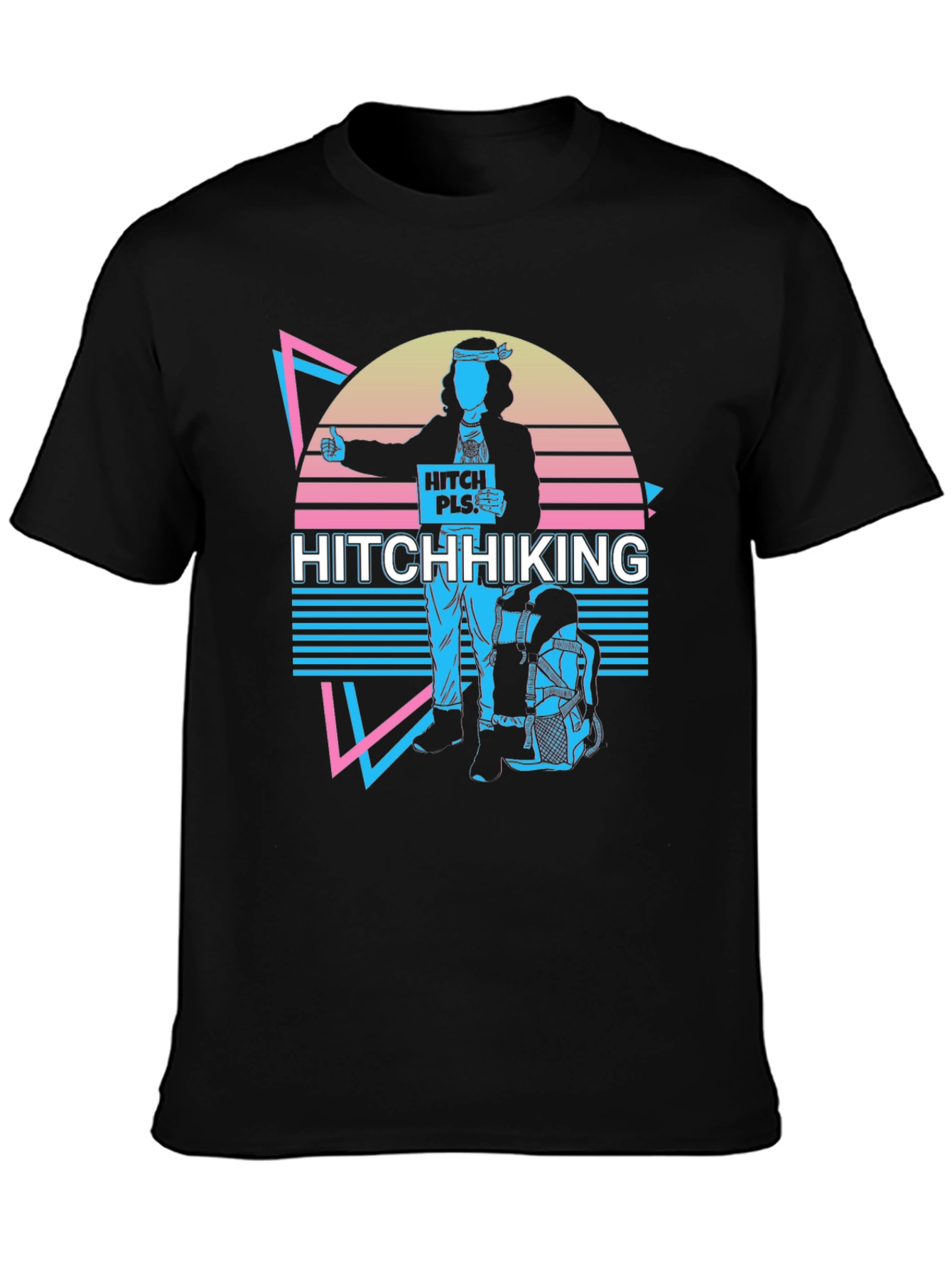 Black Hitchhiking Retro T-Shirt view 3