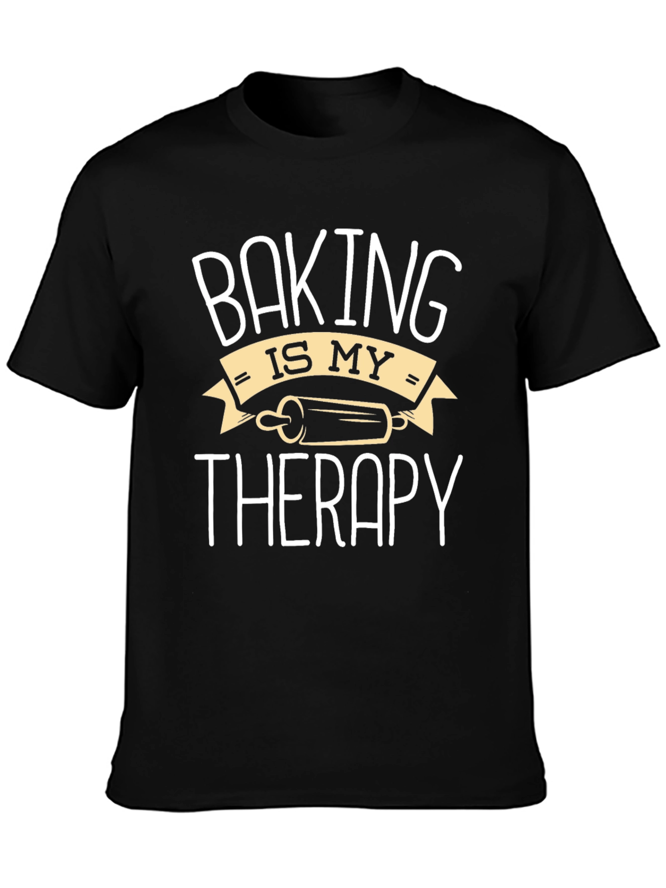 Black Baking Is My Therapy Black T-Shirt view 3