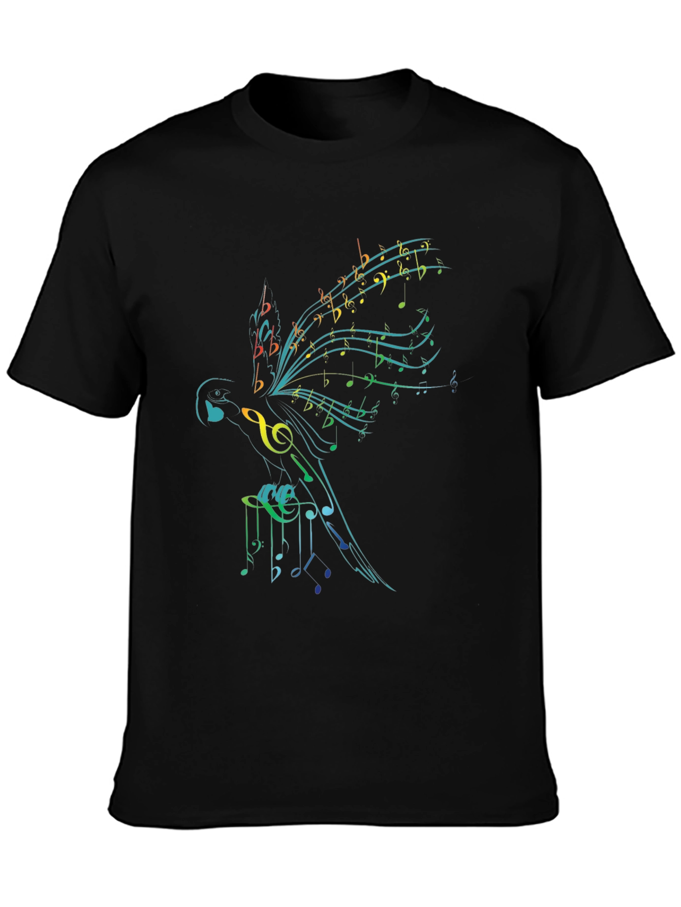 Black Musical Parrot Graphic T-Shirt - Unique Design view 3
