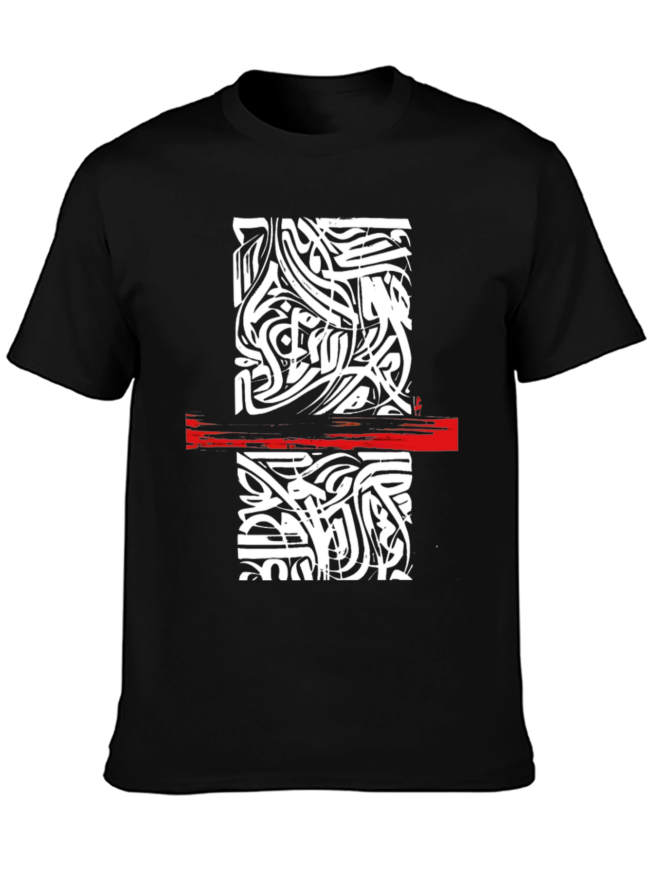 Black Abstract Graphic Print Black T-Shirt view 3