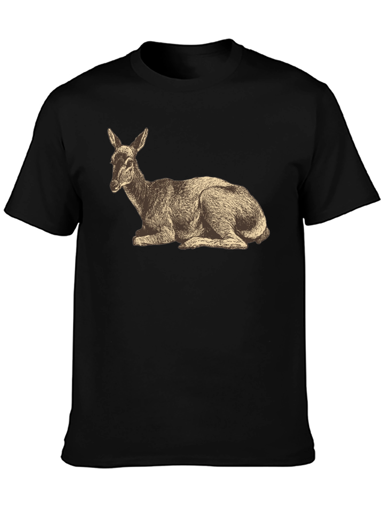 Black Vintage Deer Graphic T-Shirt - Black view 3