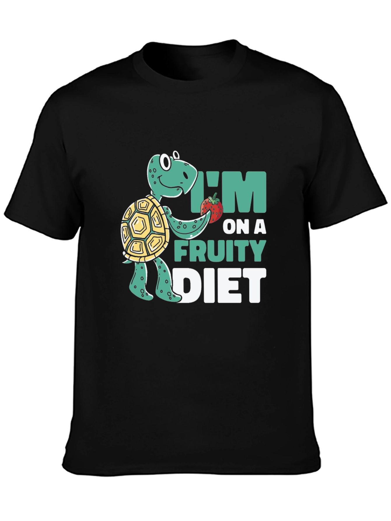Black Fruity Diet Turtle T-Shirt view 3
