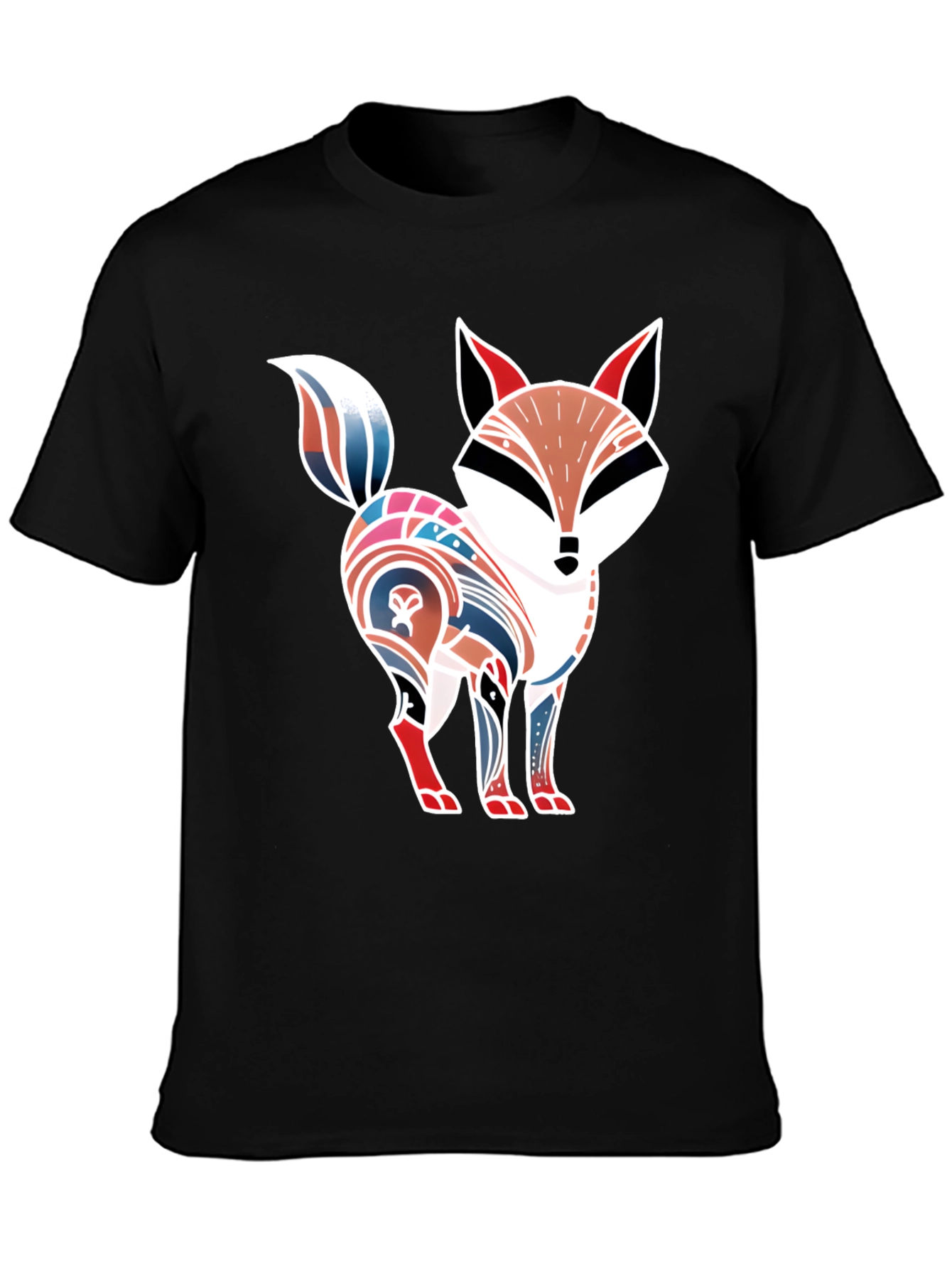 Black Stylized Fox Graphic Tee - Unique Design view 3