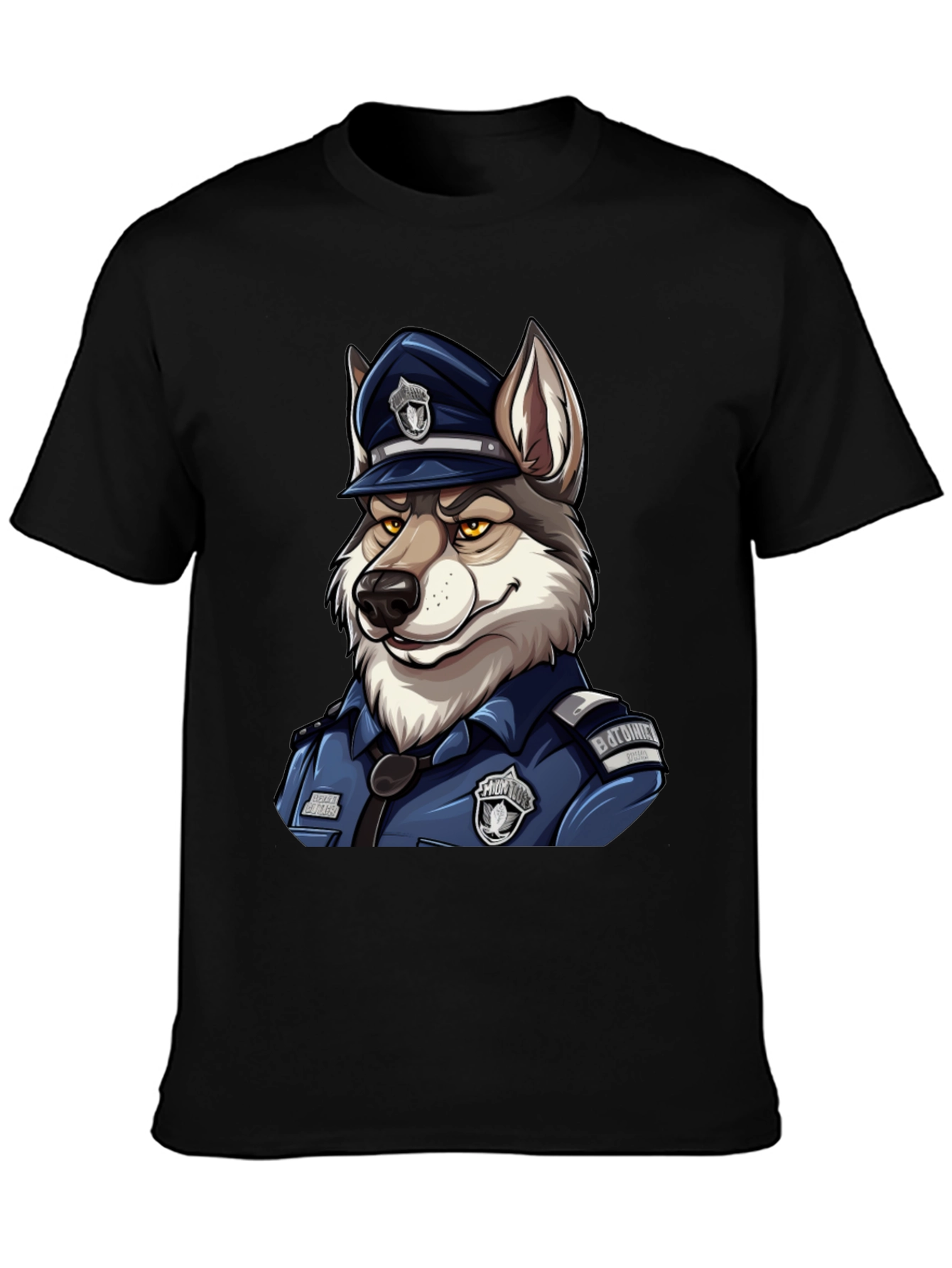 Black Wolf Cop Graphic T-Shirt - Black view 3
