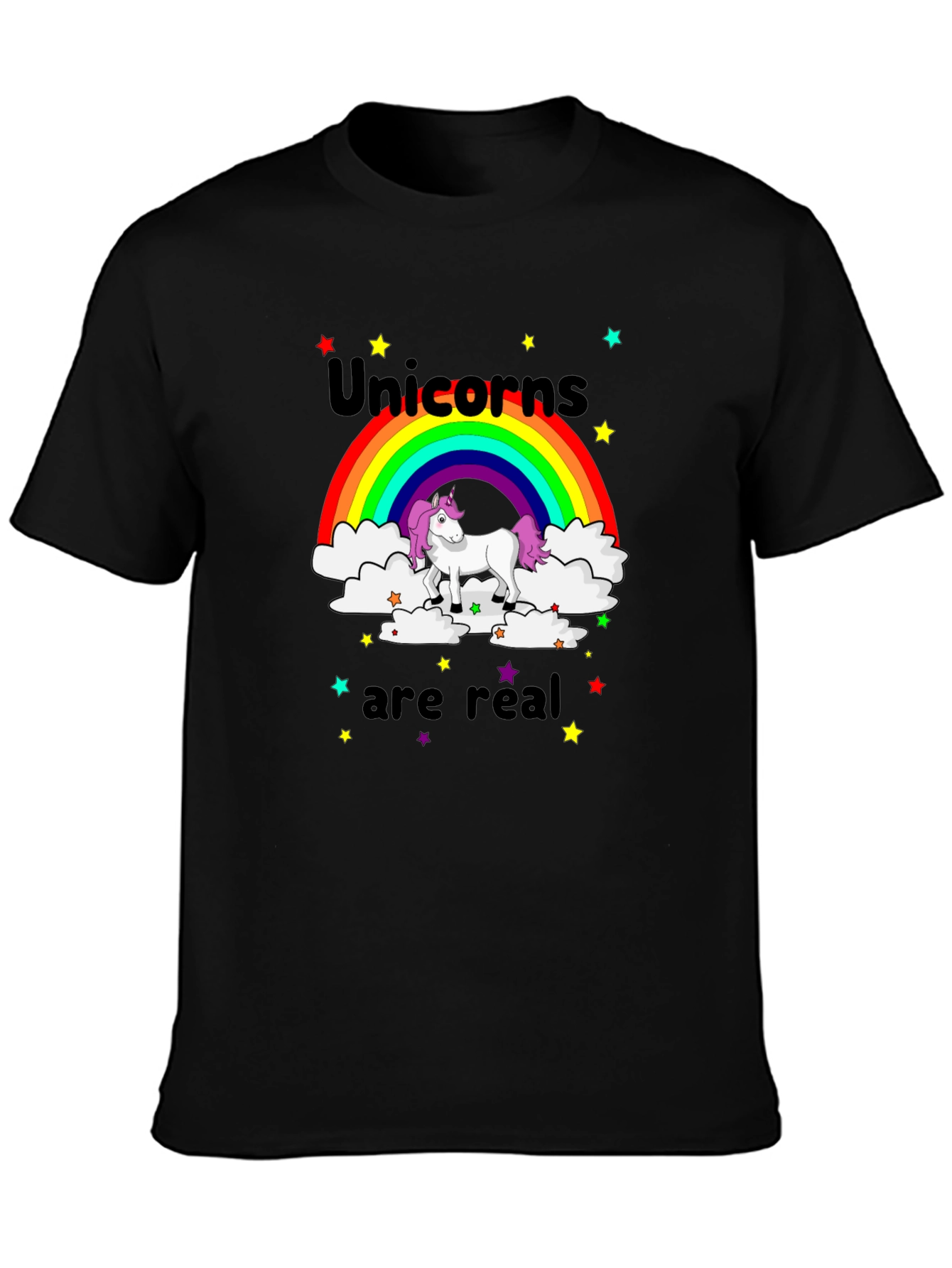 Black Unicorns are Real Graphic T-Shirt view 3