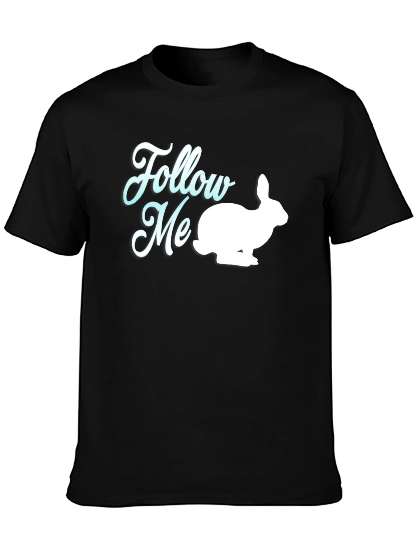 Black Follow Me Rabbit Graphic Tee - Soft Cotton Blend view 3