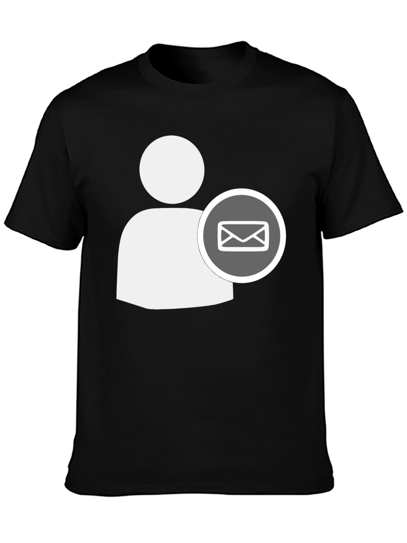 Black Black T-Shirt with White Contact Email Icon view 3