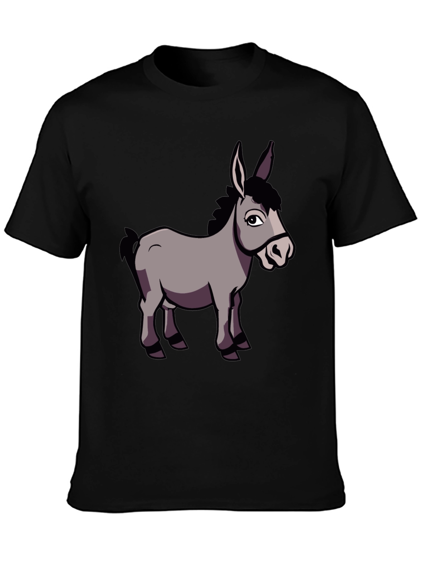 Black Funny Donkey Graphic T-Shirt, Black Crew Neck view 3