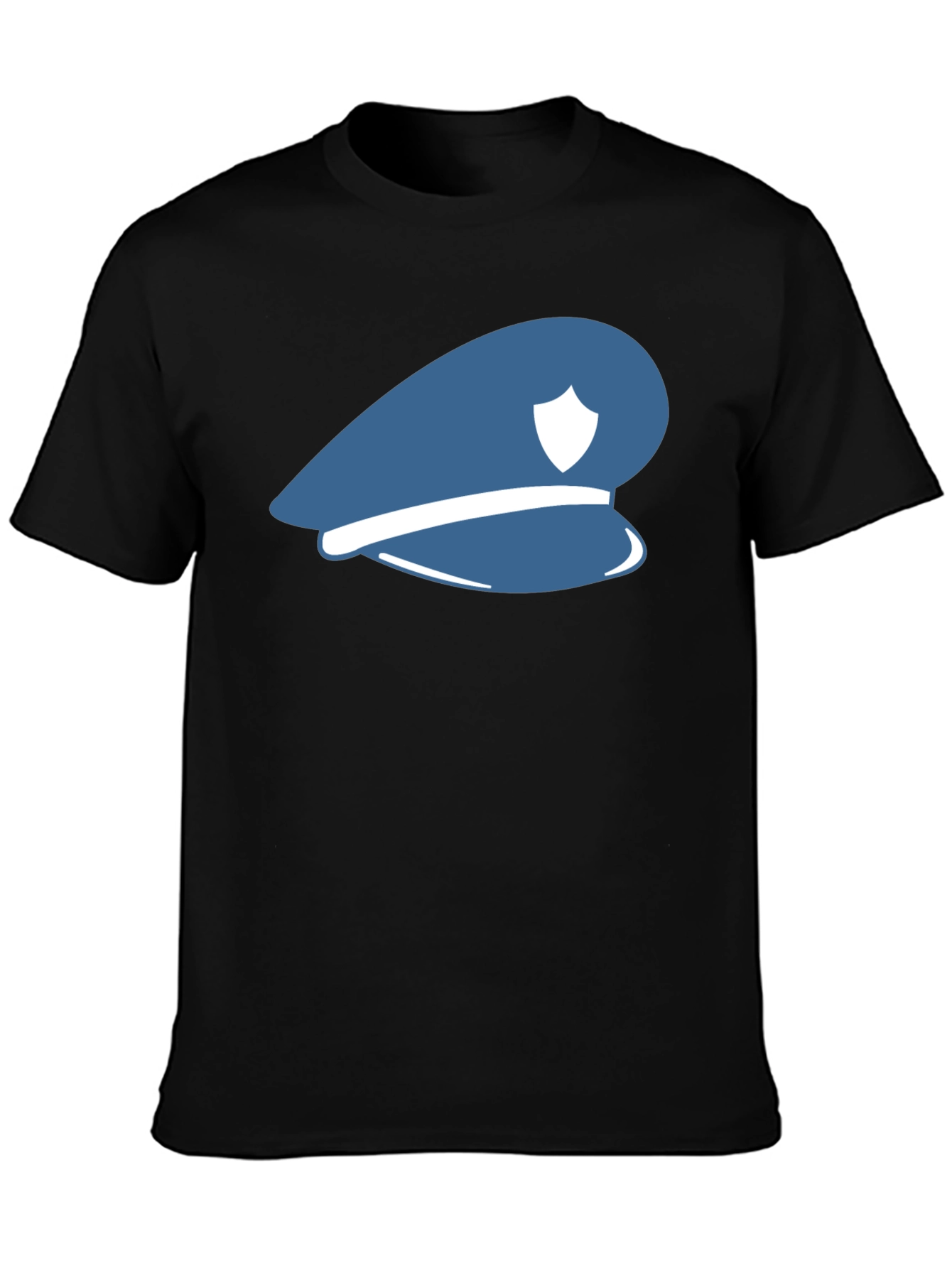 Black Blue Police Hat Graphic T-Shirt - Stylish Cotton Tee view 3