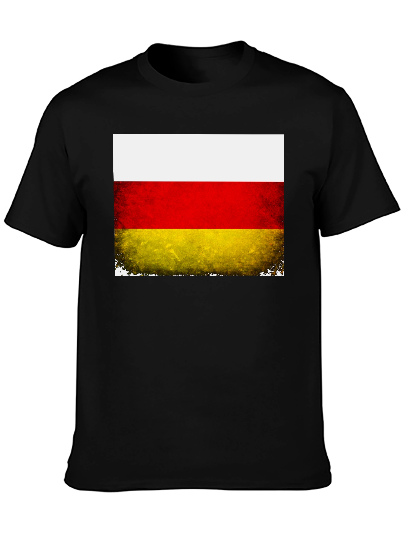 Black Ossetia Flag Distressed Black T-Shirt view 3