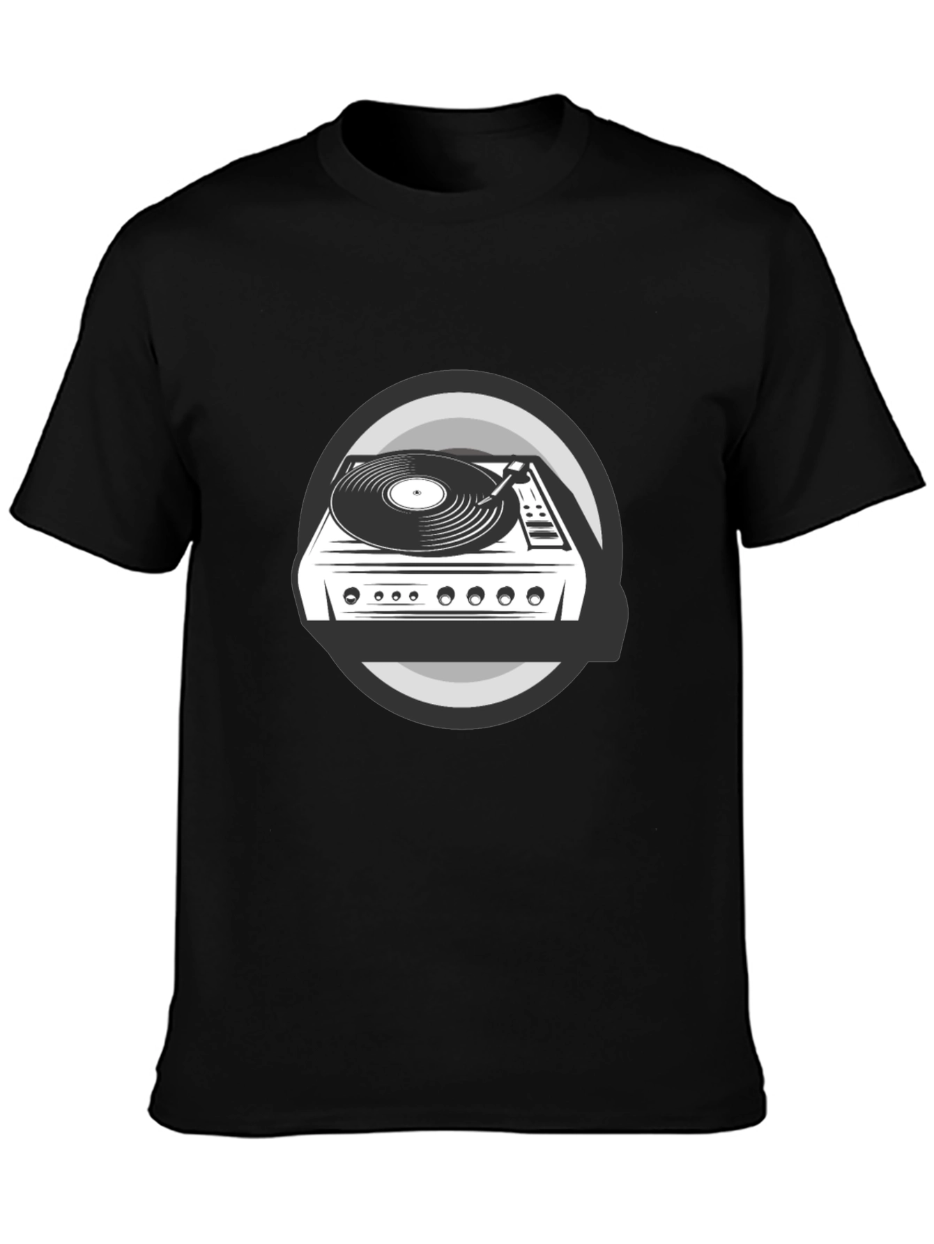 Black DJ Turntable Graphic Tee - Black view 3