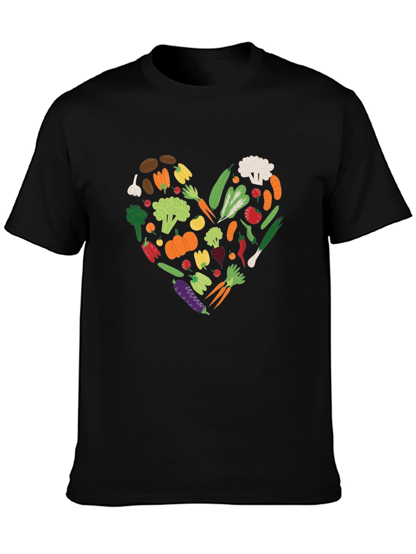 Black Vegan Heart T-Shirt - Eat Your Veggies! view 3
