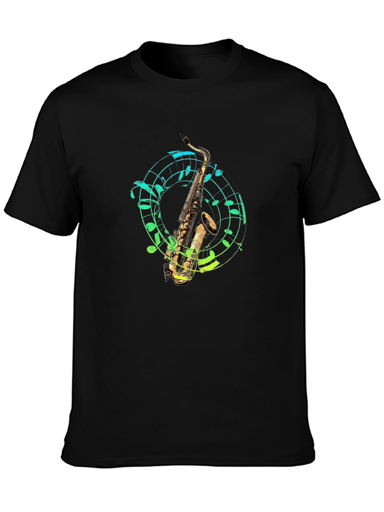 Black Saxophone Music T-Shirt - Cool Graphic Tee view 3