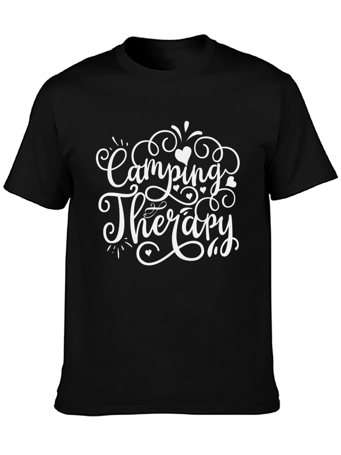 Black Camping Therapy T-Shirt - Black Graphic Tee view 3