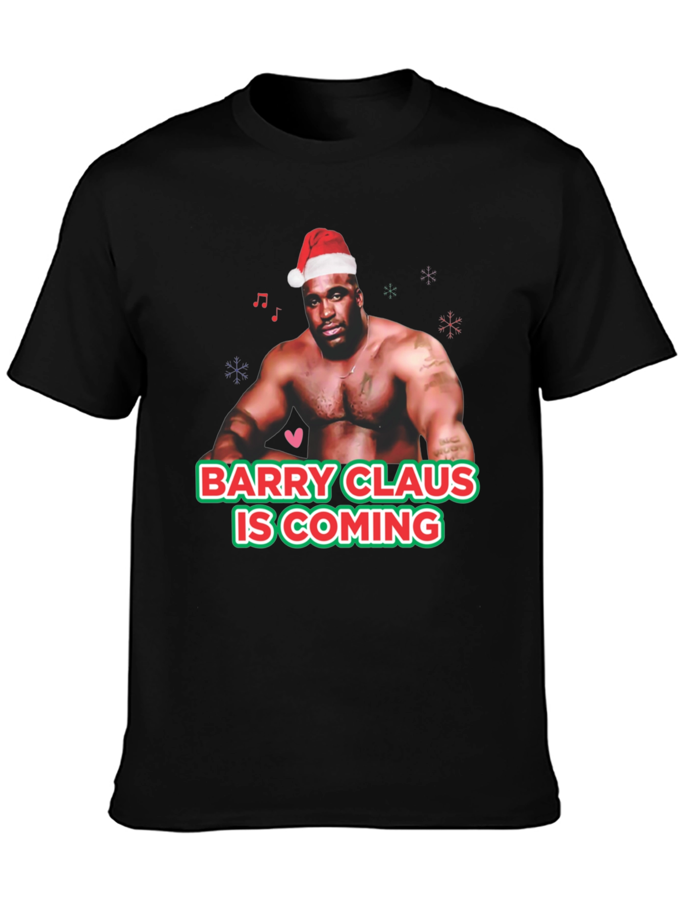 Black Barry Claus T-Shirt - Christmas Fun view 3