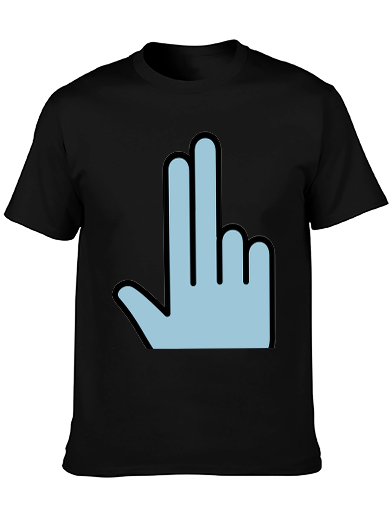 Black Funny Hand Gesture Graphic Print Men's Black T-Shirt view 3