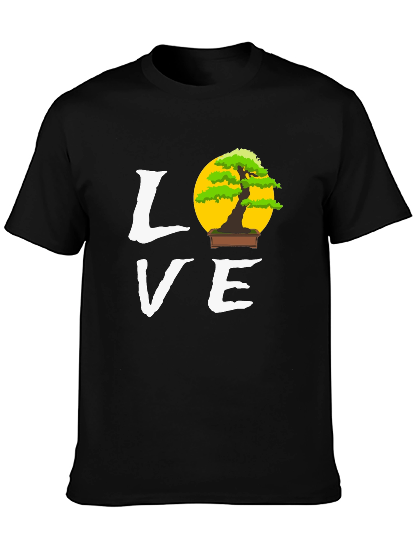 Black Bonsai Tree Love Graphic Tee - Unique Design T-Shirt view 3