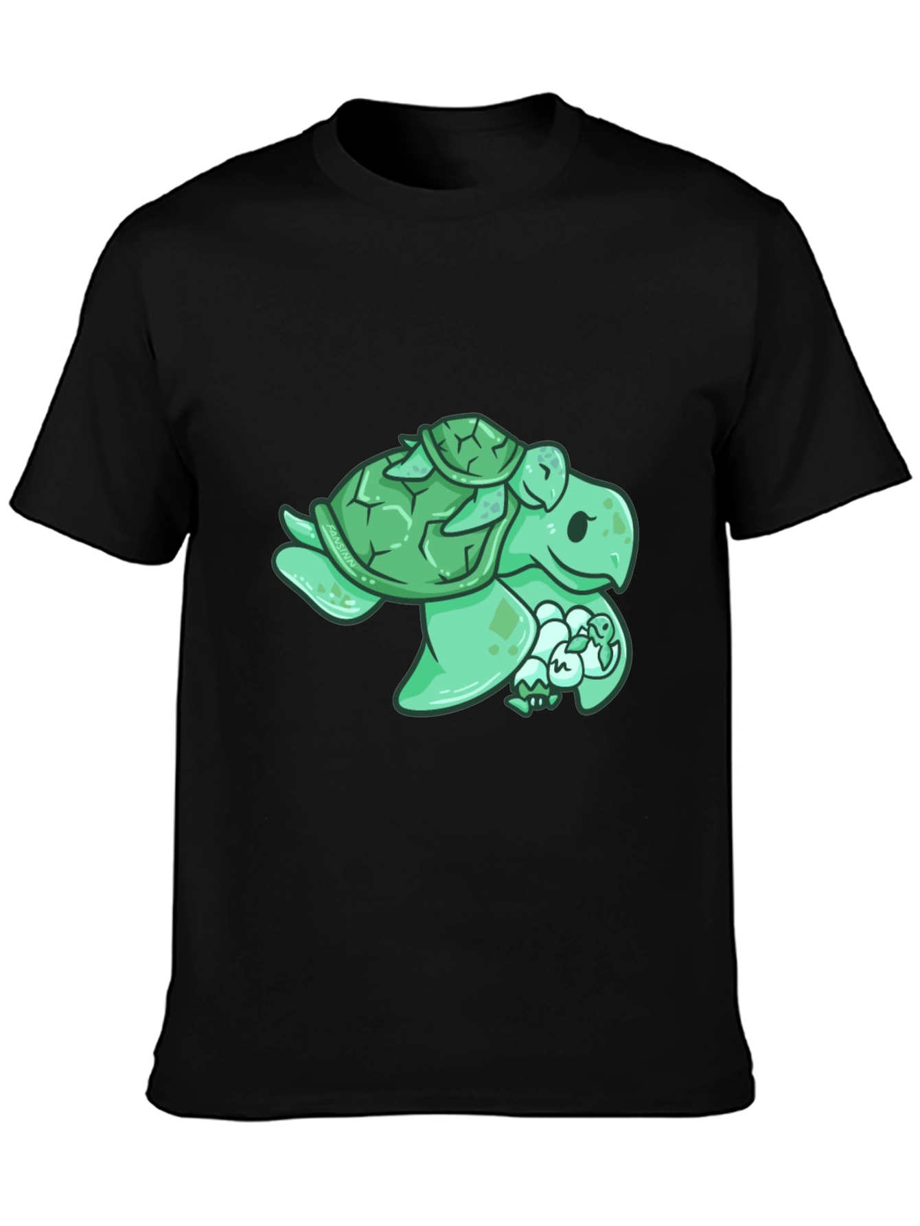Black Turtle Family Graphic Tee - Cute Animal Lover Shirt view 3