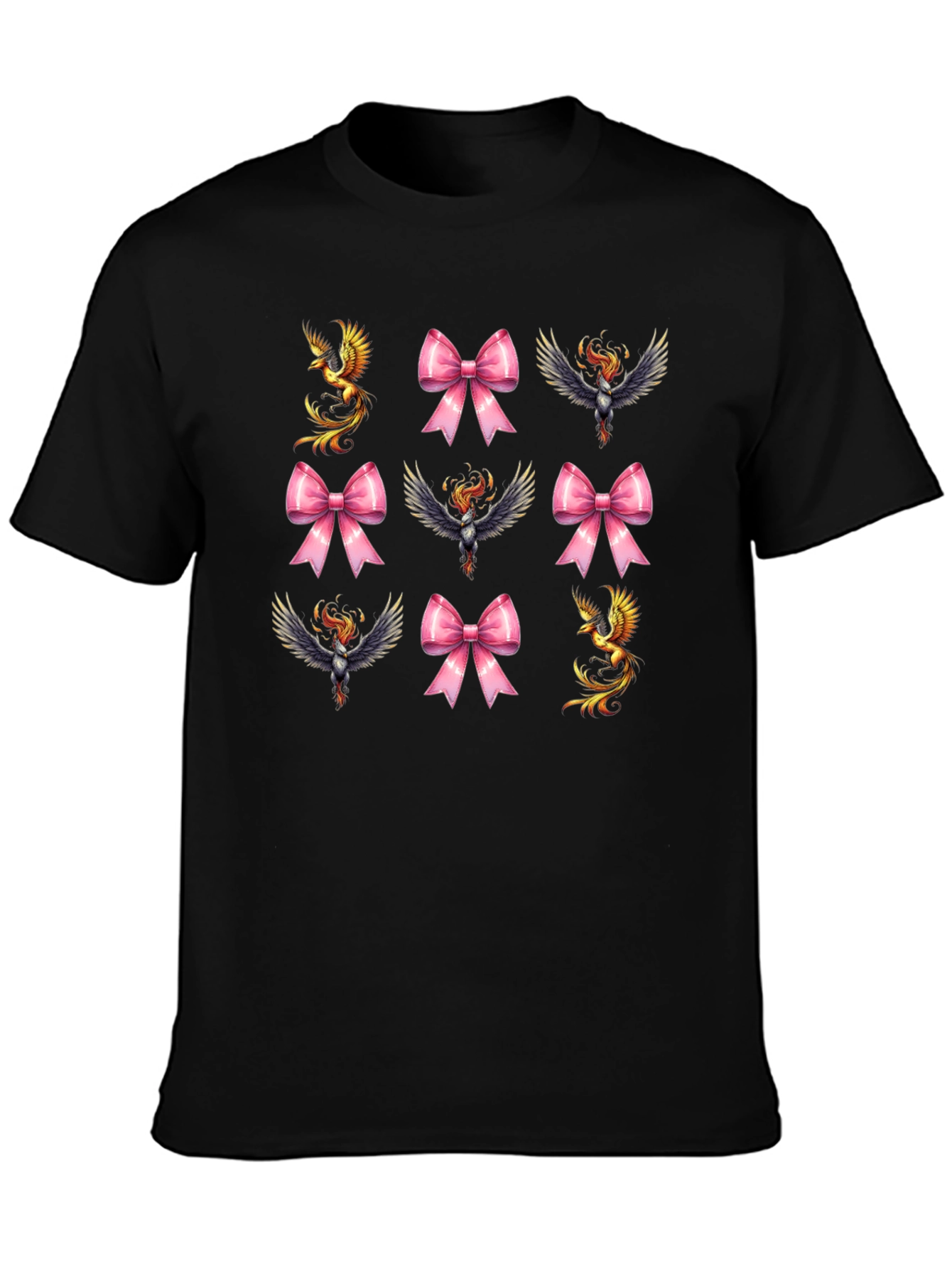 Black Phoenix & Bow Graphic T-Shirt view 3