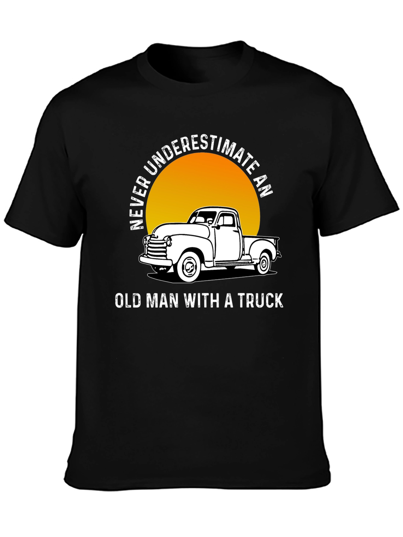 Black Never Underestimate Old Man Truck T-Shirt view 3