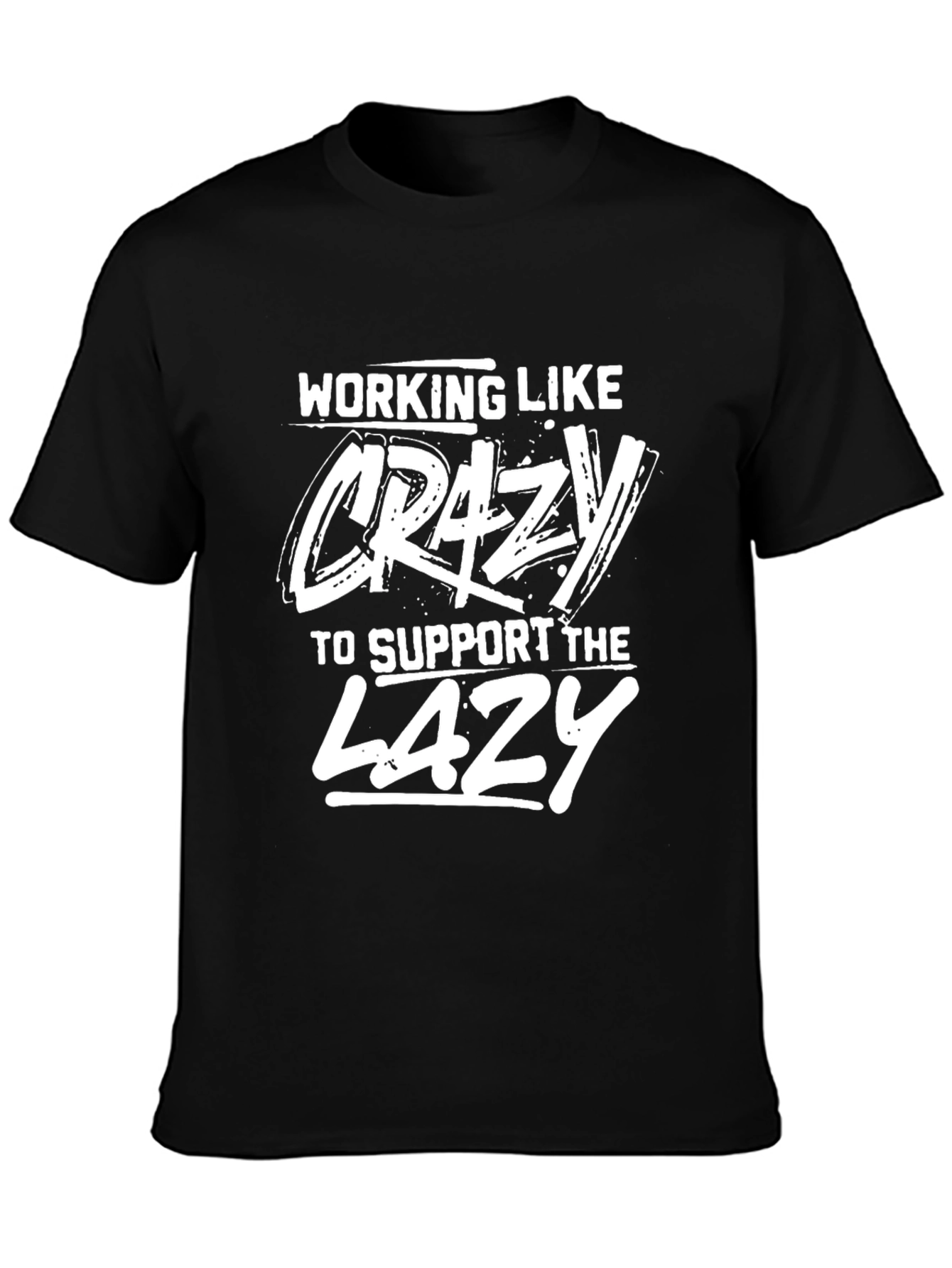 Black Working Like Crazy Black Graphic Tee view 3