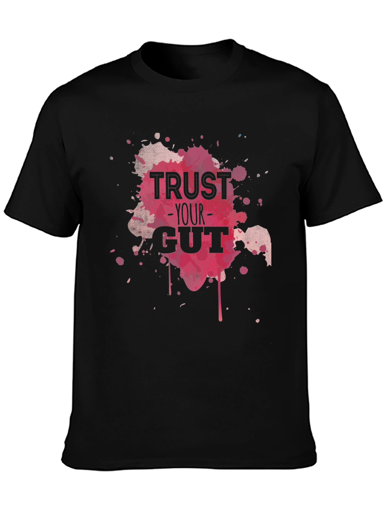 Black Trust Your Gut Graphic Tee - Black Cotton T-Shirt view 3