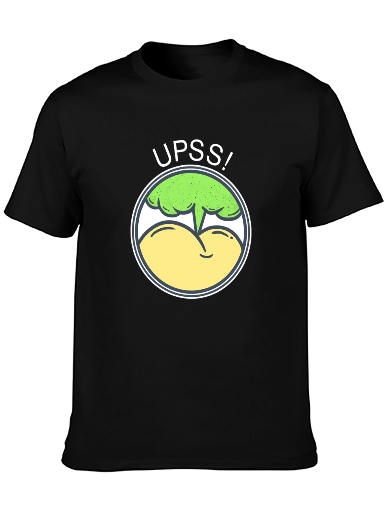 Black Funny UPSS! Broccoli Butt T-Shirt - Humor Tee view 3