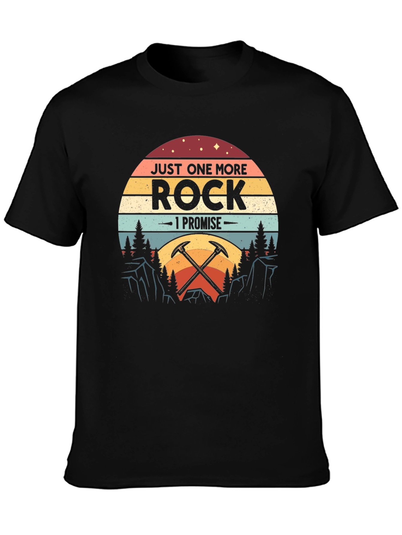 Black Just One More Rock T-Shirt - Funny Geology Tee view 3